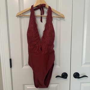 Deep V One-piece Swimsuit - XL